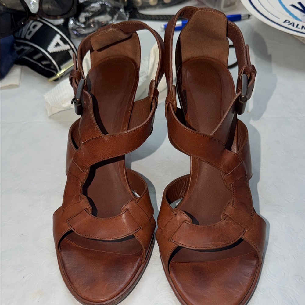 Bottega Veneta brown leather stilettos